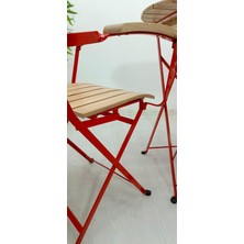 My Metal Dekorasyon Katlanır Kol Dayamalı 2'li Set Naturel Dolu Demirden Kollu Takım (Bahçe-Balkon-Otel-Cafe)