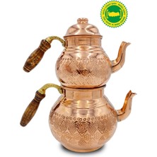 Bakır Büyük Baklava Desenli Çaydanlık