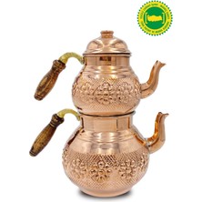 Bakır Büyük Papatya Desenli Çaydanlık