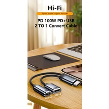 Livx 100W 2 In 1 Type C To USB 2.0 & Type C Hızlı Şarj Çevirici Dönüştürücü Otgca