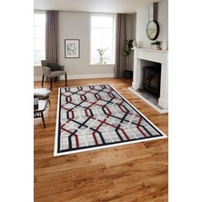 Napoli Home Baskılı Modern Geçişli Çizgi Model Yıkanabilir Kaymaz Yolluk Mutfak Salon Halısı,Modern-121-Kırmızı,