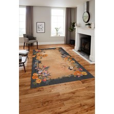 Napoli Home Baskılı Modern Çiçek Motifli Yıkanabilir Kaymaz Yolluk Mutfak Salon Halısı, Modern-150-Gri,