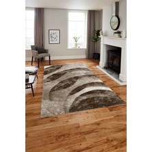 Napoli Home Baskılı Modern Sade Desenli Yıkanabilir Kaymaz Yolluk Mutfak Salon Halısı, Modern-124-Kahve,