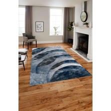 Napoli Home Baskılı Modern Sade Desenli Yıkanabilir Kaymaz Yolluk Mutfak Salon Halısı, Modern-124-Lacivert,