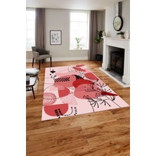 Napoli Home Dijital Baskılı Modern Yıkanabilir Kaymaz Yolluk Mutfak Salon Koridor Halısı, Modern-154-Kırmızı,