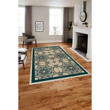 Napoli Home Baskılı Modern Vektörel Desen Yıkanabilir Kaymaz Yolluk Mutfak Salon Halısı, Modern-198-Turkuaz,