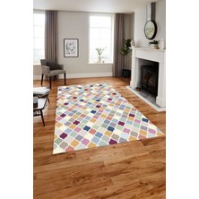 Napoli Home Dijital Baskılı Modern Kupa Model Yıkanabilir Kaymaz Yolluk Mutfak Salon Halısı, Modern-129-Renkli,