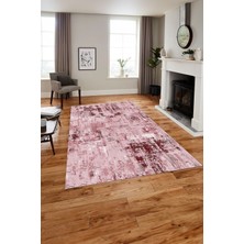 Napoli Home Baskılı Modern Sade Görünümlü Yıkanabilir Kaymaz Yolluk Mutfak Salon Halısı, Modern-196-Pembe,
