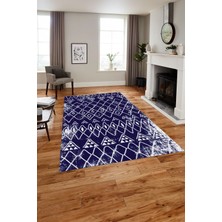 Napoli Home Baskılı Modern Iskandinav Desenli Yıkanabilir Kaymaz Yolluk Mutfak Salon Halısı,Modern-133-Lacivert,