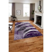 Napoli Home Baskılı Modern Sade Desenli Yıkanabilir Kaymaz Yolluk Mutfak Salon Halısı, Modern-124-Mor,