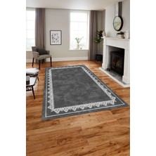 Napoli Home Baskılı Modern Etnik Çerçeve Desen Yıkanabilir Kaymaz Yolluk Mutfak Salon Halısı,Modern-188-Antrast,