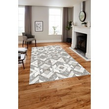 Napoli Home Baskılı Modern Geometrik Desenli Yıkanabilir Kaymaz Yolluk Mutfak Salon Halısı, Modern-139-Bej,