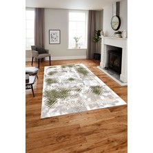 Napoli Home Baskılı Modern Sade Görünümlü Yıkanabilir Kaymaz Yolluk Mutfak Salon Halısı, Modern-127-Yeşil,