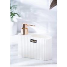 Acar Astoria Akrilik Sünger Hazneli Sıvı Sabunluk - Beyaz/bronz