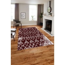 Napoli Home Baskılı Modern Iskandinav Desenli Yıkanabilir Kaymaz Yolluk Mutfak Salon Halısı, Modern-133-Bordo,