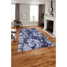 Napoli Home Baskılı Modern Çerçeve Model Yıkanabilir Kaymaz Yolluk Mutfak Salon Halısı, Modern-177-Lacivert,