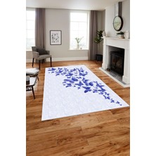 Napoli Home Baskılı Modern Kelebek Model Yıkanabilir Kaymaz Yolluk Mutfak Salon Halısı, Modern-147-Mavi,