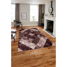 Napoli Home Baskılı Modern Mermer Desenli Yıkanabilir Kaymaz Yolluk Mutfak Salon Halısı, Modern-136-Bordo,