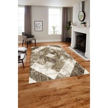 Napoli Home Baskılı Modern Mermer Desenli Yıkanabilir Kaymaz Yolluk Mutfak Salon Halısı, Modern-136-Bej,
