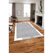 Napoli Home Baskılı Modern Sade Çerçeve Model Yıkanabilir Kaymaz Yolluk Mutfak Salon Halısı, Modern-183-Beyaz,