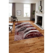 Napoli Home Baskılı Modern Sade Desenli Yıkanabilir Kaymaz Yolluk Mutfak Salon Halısı, Modern-124-Bordo,