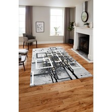 Napoli Home Dijital Baskılı Modern Ağaçlı Yıkanabilir Kaymaz Yolluk Mutfak Salon Halısı, Modern-189-Gri,