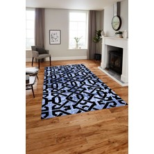 Napoli Home Baskılı Modern Kelepçe Modelli Yıkanabilir Kaymaz Yolluk Mutfak Salon Halısı, Modern-143-Mavi,
