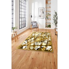 Napoli Home Baskılı Modern Palmiye Yapraklı Yıkanabilir Kaymaz Yolluk Mutfak Salon Halısı, Modern-201-Beyaz,