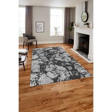Napoli Home Baskılı Modern Çerçeve Model Yıkanabilir Kaymaz Yolluk Mutfak Salon Halısı, MODERN-177-GRİ,