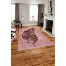 Napoli Home Baskılı Modern Klasik Yaprak Model Yıkanabilir Kaymaz Yolluk Mutfak Salon Halısı, Modern-146-Bordo,
