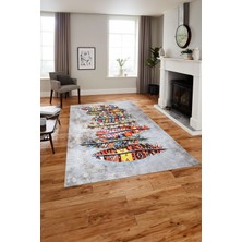 Napoli Home Baskılı Modern Kuş Tüyü Motifli Yıkanabilir Kaymaz Yolluk Mutfak Salon Halısı, Modern-157-Renkli,