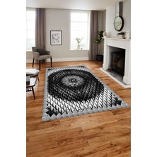Napoli Home Baskılı Modern Sade Çiçek Desenli Yıkanabilir Kaymaz Yolluk Mutfak Salon Halısı, MODERN-156-GRİ,