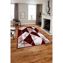 Napoli Home Baskılı Modern Mermer Desenli Yıkanabilir Kaymaz Yolluk Mutfak Salon Halısı, MODERN-160-BORDO,