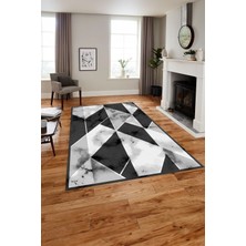 Napoli Home Baskılı Modern Mermer Desenli Yıkanabilir Kaymaz Yolluk Mutfak Salon Halısı, MODERN-160-GRİ,