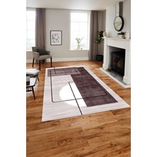 Napoli Home Baskılı Modern Sade Klasik Yıkanabilir Kaymaz Yolluk Mutfak Salon Halısı, MODERN-158-BORDO,