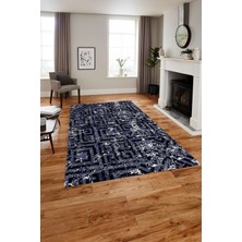 Napoli Home Baskılı Modern Labirent Desenli Yıkanabilir Kaymaz Yolluk Mutfak Salon Halısı, MODERN-190-LACİVERT,