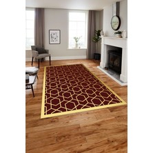 Napoli Home Dijital Baskılı Modern Küp Model Yıkanabilir Kaymaz Yolluk Mutfak Salon Halısı, Modern-161-Bordo,