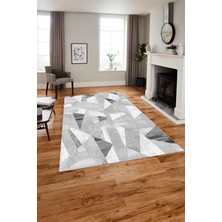 Napoli Home Baskılı Modern Mermer Motifli Yıkanabilir Kaymaz Yolluk Mutfak Salon Halısı, MODERN-170-GRİ,