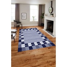 Napoli Home Baskılı Modern Çeçeveli Yıkanabilir Kaymaz Yolluk Mutfak Salon Halısı, MODERN-200-LACİVERT,