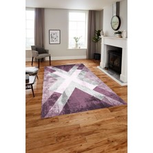 Napoli Home Baskılı Modern Çapra Çizgi Desen Yıkanabilir Kaymaz Yolluk Mutfak Salon Halısı, Modern-166-Pembe,