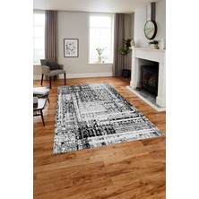 Napoli Home Baskılı Modern Klasik Görünümlü Yıkanabilir Kaymaz Yolluk Mutfak Salon Halısı, MODERN-195-GRİ,