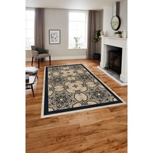 Napoli Home Baskılı Modern Vektörel Desen Yıkanabilir Kaymaz Yolluk Mutfak Salon Halısı, MODERN-198-LACİVERT,