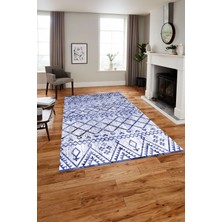 Napoli Home Baskılı Modern Iskandinav Desenli Yıkanabilir Kaymaz Yolluk Mutfak Salon Halısı,Modern-175-Lacivert,