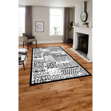 Napoli Home Dijital Baskılı Modern Desen Yıkanabilir Kaymaz Yolluk Mutfak Salon Halısı, MODERN-216-GRİ,
