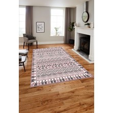 Napoli Home Baskılı Modern Iskandinav Model Yıkanabilir Kaymaz Yolluk Mutfak Salon Halısı, MODERN-172-BORDO,