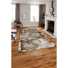 Napoli Home Dijital Baskılı Modern Sade Desen Yıkanabilir Kaymaz Yolluk Mutfak Salon Halısı, MODERN-215-KAHVE,