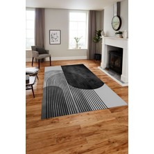 Napoli Home Dijital Baskılı Modern Klasik Yıkanabilir Kaymaz Yolluk Mutfak Salon Halısı, MODERN-165-GRİ,