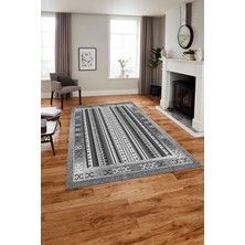Napoli Home Baskılı Modern Afgan Desen Yıkanabilir Kaymaz Yolluk Mutfak Salon Halısı, MODERN-217-GRİ,