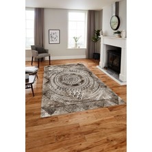 Napoli Home Baskılı Modern Klasik Sade Desen Yıkanabilir Kaymaz Yolluk Mutfak Salon Halısı, MODERN-214-KAHVE,