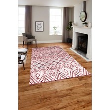 Napoli Home Baskılı Modern Iskandinav Desenli Yıkanabilir Kaymaz Yolluk Mutfak Salon Halısı, MODERN-175-BORDO,